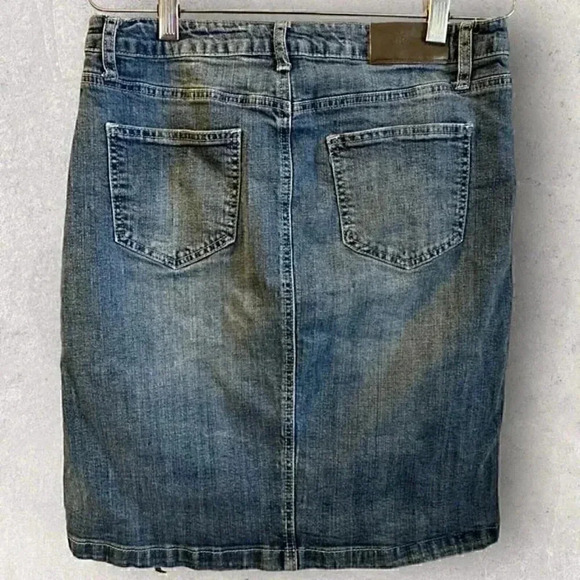 Hydraulic Jean skirt Tribeca mid rise womens denim skirt size 10 with pearls - Picture 2 of 12